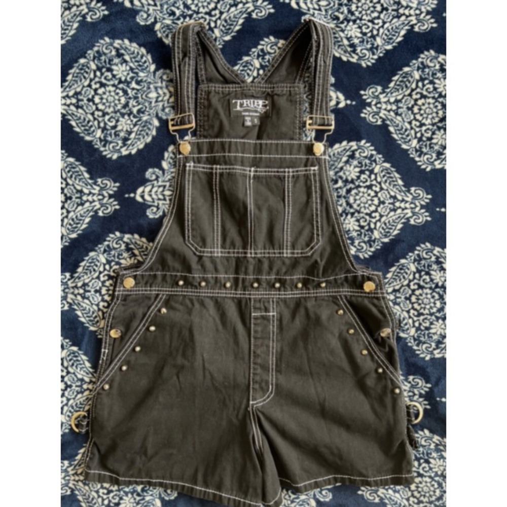 Tripp NYC Daang Goodman Studded Shorts Small Overalls Shortalls Goth Punk Raver